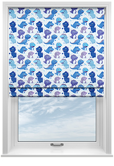 Roarsome, Blue - Twist&Fit Roman Blind
